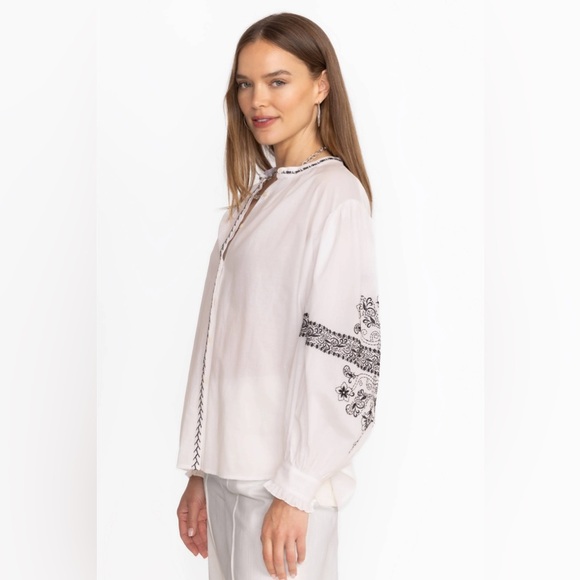 Johnny Was JADE Kivi Blouse White Cotton Embroidered Long Sleeve Small NWT - Picture 14 of 14